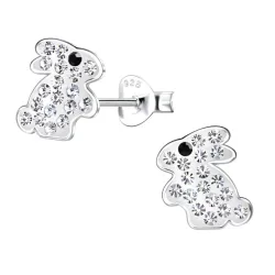 Kaninchen Bergkristall Ohrringe in Silber - Little Ones