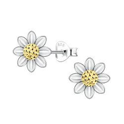 Blumen Kinderohrringe in Silber mit vergoldetem Silber - Little Ones