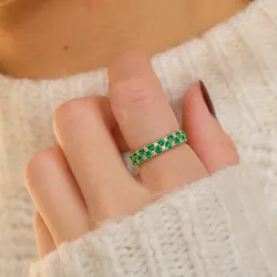 Synthetischer Smaragd Goldring aus 9 Karat Gold