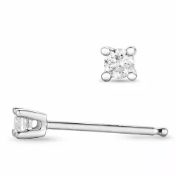 2 x 0,05 ct Solitärohrstecker in 14 Karat Weißgold mit Diamant
