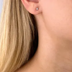 2 x 0,05 ct Solitärohrstecker in 14 Karat Weißgold mit Diamant