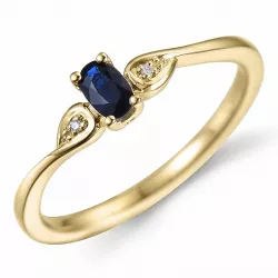 blauem Saphir Diamantring in 14 Karat Gold 0,008 ct 