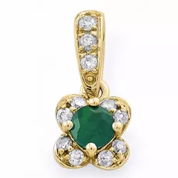 Smaragd Diamantanhänger in 14 karat Gold 0,11 ct 0,20 ct