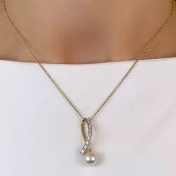 Perle Diamantanhänger in 14 karat Gold 0,15 ct