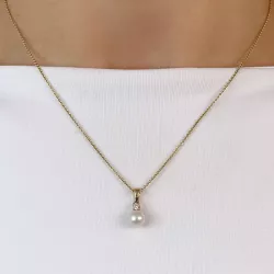 Perle Diamantanhänger in 14 karat Gold 0,05 ct