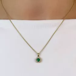 Smaragd Diamantanhänger in 14 karat Gold 0,35 ct 0,12 ct