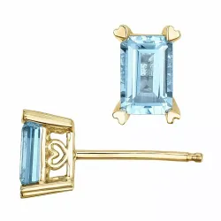 2 x 0,7 ct Schmuck hellblauem Topas Ohrstecker in 14 Karat Gold mit Topas 