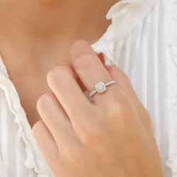 viereckigem Diamantring in 14 Karat Weißgold 0,26 ct 0,26 ct