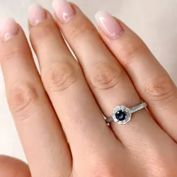 Blumen Saphir Diamantring in 14 Karat Weißgold 0,14 ct 0,38 ct