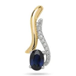 abstraktem Saphir Diamantanhänger in 14 karat Gold- und Weißgold 0,05 ct 0,65 ct