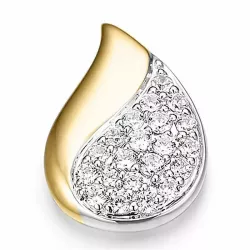 Tropfenförmigen Diamant Anhänger in 14 karat Gold- und Weißgold 0,404 ct