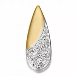 Tropfenförmigen Diamant Anhänger in 14 karat Gold- und Weißgold 0,254 ct
