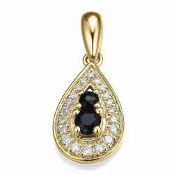 Tropfenförmigen blauem Saphir Diamantanhänger in 14 karat Gold 0,109 ct