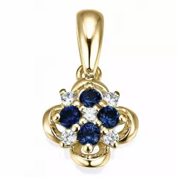 blauem Saphir Diamantanhänger in 14 karat Gold 0,052 ct
