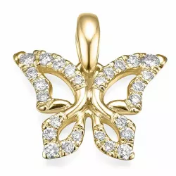 Schmetterlinge Diamant Anhänger in 14 karat Gold 0,134 ct
