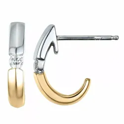 Trendy  Diamant Halbkreolen in 14 Karat Rotgold mit Diamanten 