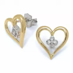Herz Brillantohrringen in 14 Karat Gold und Weißgold mit Diamanten 