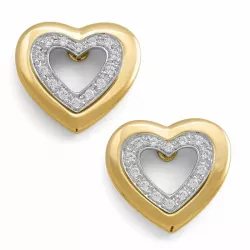 Herz Diamant Ohrstecker in 14 Karat Gold und Weißgold mit Diamanten 
