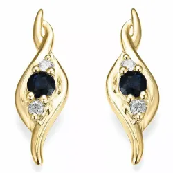 Saphir Diamantohrringe in 14 Karat Gold mit Diamant und Saphir 