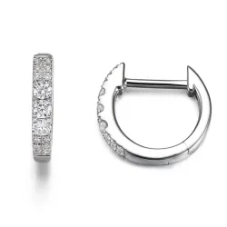 12 mm Diamant Kreole in 14 Karat Weißgold mit Diamant