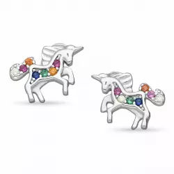 Pferde mehrfarbigen Zirkon Ohrringe in Silber