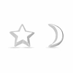 Mond und Stern Ohrstecker in Silber