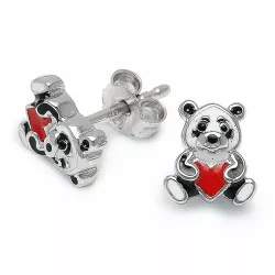 Herz Panda Ohrstecker in Silber - Little Ones