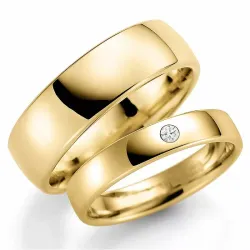 6 und 4 mm trauringe aus 9 Karat Gold 0,03 ct - set