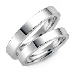 3 mm trauringe aus 9 Karat Weißgold - set