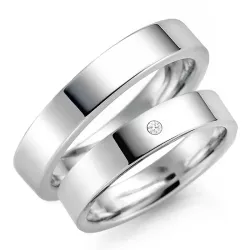 5 mm trauringe aus 9 Karat Weißgold 0,03 ct - set