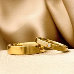 5 und 3 mm Diamant trauringe aus 9 Karat Gold - set