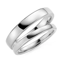 4 und 3 mm trauringe aus 9 Karat Weißgold - set