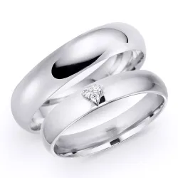 5 und 4 mm trauringe aus 9 Karat Weißgold 0,03 ct - set