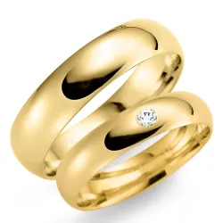 6 und 5 mm trauringe aus 14 Karat Gold 0,03 ct - set