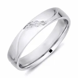 4 mm Diamant Trauring aus 9 Karat Weißgold 0,008 ct und 0,015 ct