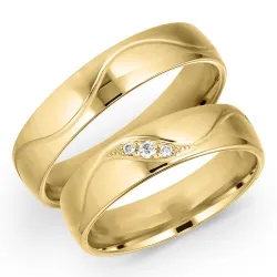 5 mm Diamant trauringe aus 14 Karat Gold 0,008 ct und  0,02 ct - set
