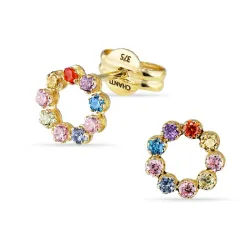 mehrfarbigen Ohrringe in 9 Karat Gold mit Zirkon - Gold Collection