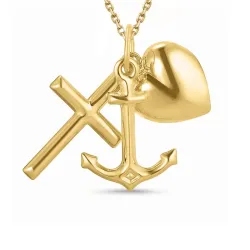 Glaube-Hoffnung-Liebe Halskette aus vergoldetem Sterlingsilber und Anhänger aus 9 Karat Gold - Amoré