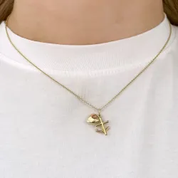 Glaube-Hoffnung-Liebe Halskette aus vergoldetem Sterlingsilber und Anhänger aus 9 Karat Gold - Amoré