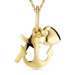 Glaube-Hoffnung-Liebe Halskette aus vergoldetem Sterlingsilber und Anhänger aus 9 Karat Gold - Amoré