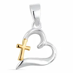 Herz Kreuz Anhänger aus Silber und vergoldetem Sterlingsilber