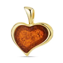 Herz Bernstein Anhänger aus vergoldetem Sterlingsilber