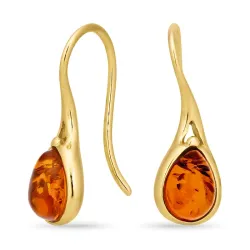 bezaubernder Tropfen Bernstein Ohrringe in vergoldetem Silber