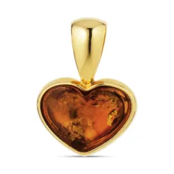 Herz Bernstein Anhänger aus vergoldetem Sterlingsilber