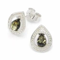 Tropfen Bernstein Ohrstecker in Silber