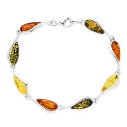 Tropfen Bernstein Armband aus Silber und Anhänger aus Silber