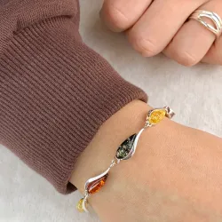 Tropfen Bernstein Armband aus Silber und Anhänger aus Silber