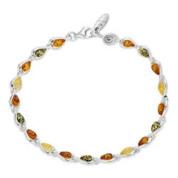 mehrfarbigem Bernstein Armband aus Silber