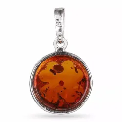 Runder kleeblatt bernstein anhänger aus silber