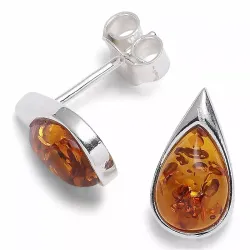 Tropfen Bernstein Ohrstecker in Silber